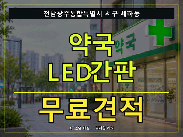 전남광주통합특별시 서구 세하동 약국 LED간판 무료견적 안내 썸네일 · AI 연출 배경