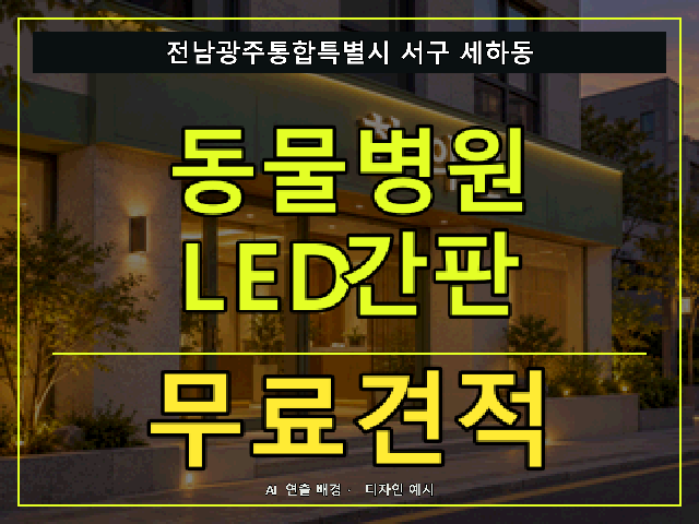 전남광주통합특별시 서구 세하동 동물병원 LED간판 무료견적 안내 썸네일 · AI 연출 배경