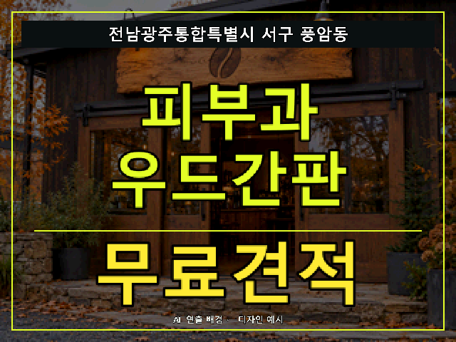 전남광주통합특별시 서구 풍암동 피부과 우드간판 무료견적 안내 썸네일 · AI 연출 배경