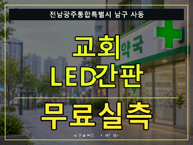 전남광주통합특별시 남구 사동 교회 LED간판 무료실측 안내 썸네일 · AI 연출 배경