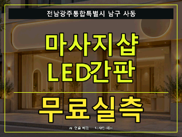 전남광주통합특별시 남구 사동 마사지샵 LED간판 무료실측 안내 썸네일 · AI 연출 배경