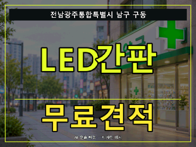 전남광주통합특별시 남구 구동 LED간판 무료견적 안내 썸네일 · AI 연출 배경