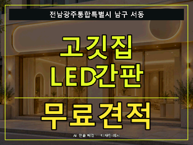 전남광주통합특별시 남구 서동 고깃집 LED간판 무료견적 안내 썸네일 · AI 연출 배경