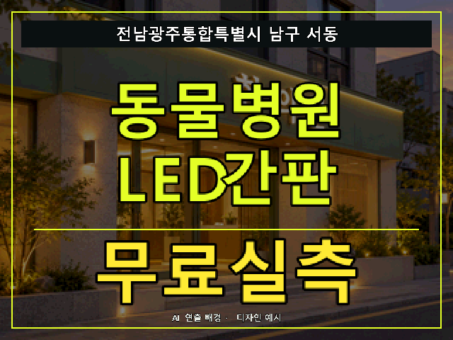 전남광주통합특별시 남구 서동 동물병원 LED간판 무료실측 안내 썸네일 · AI 연출 배경