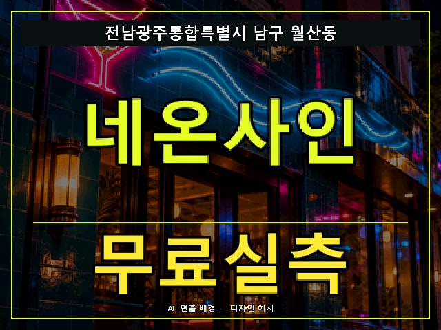 전남광주통합특별시 남구 월산동 네온사인 무료실측 안내 썸네일 · AI 연출 배경