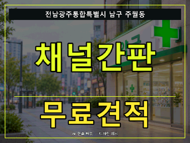 전남광주통합특별시 남구 주월동 채널간판 무료견적 안내 썸네일 · AI 연출 배경
