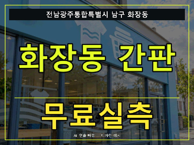 전남광주통합특별시 남구 화장동 간판 제작 무료실측 안내 썸네일 · AI 연출 배경