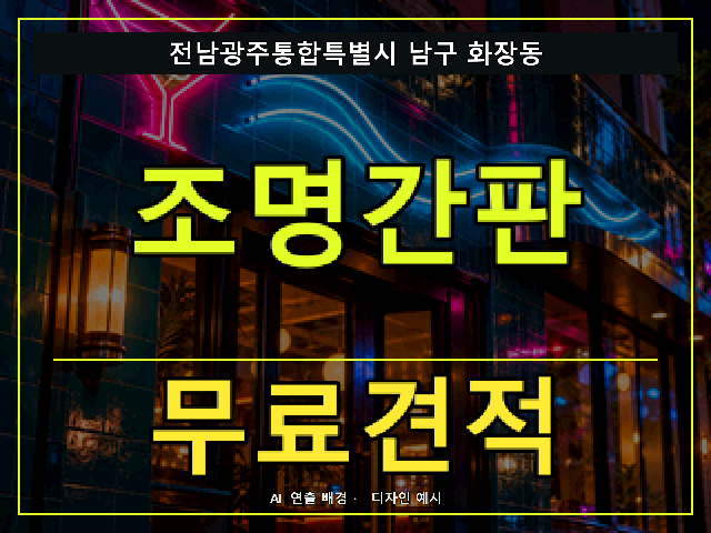 전남광주통합특별시 남구 화장동 조명간판 무료견적 안내 썸네일 · AI 연출 배경