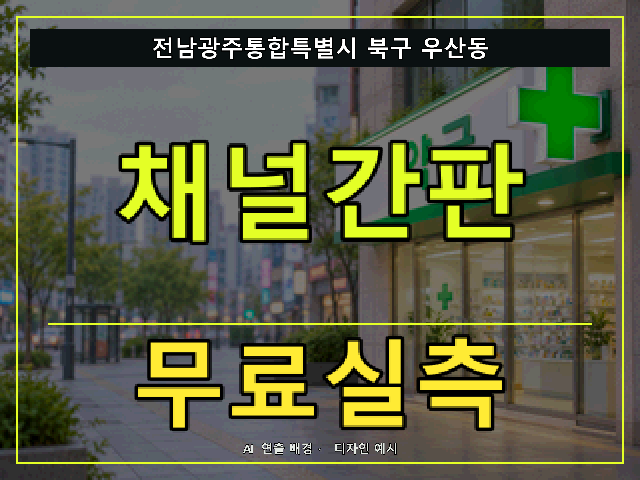 전남광주통합특별시 북구 우산동 채널간판 무료실측 안내 썸네일 · AI 연출 배경