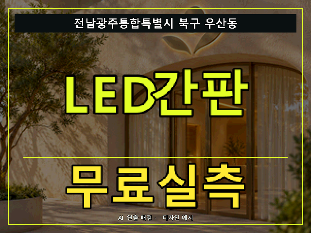 전남광주통합특별시 북구 우산동 LED간판 무료실측 안내 썸네일 · AI 연출 배경