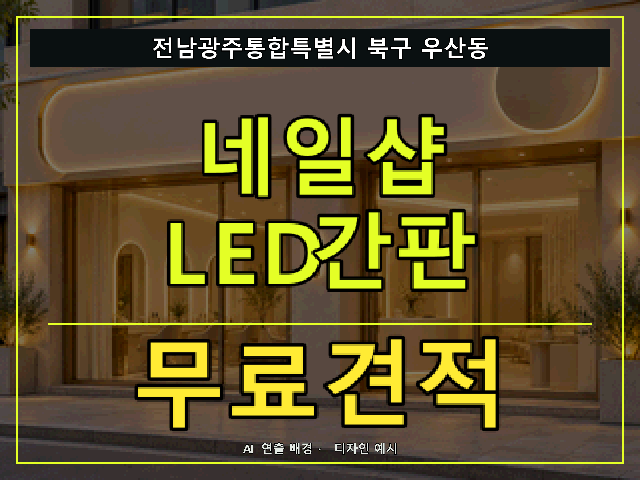 전남광주통합특별시 북구 우산동 네일샵 LED간판 무료견적 안내 썸네일 · AI 연출 배경