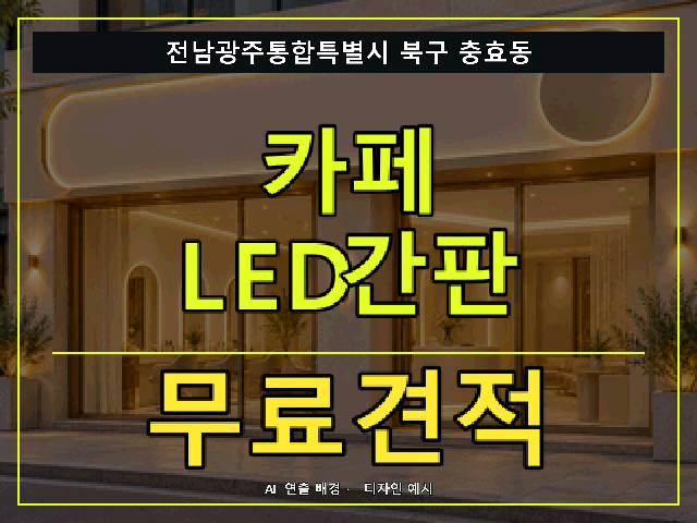 전남광주통합특별시 북구 충효동 카페 LED간판 무료견적 안내 썸네일 · AI 연출 배경