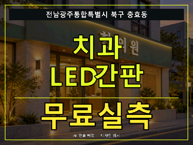 전남광주통합특별시 북구 충효동 치과 LED간판 무료실측 안내 썸네일 · AI 연출 배경