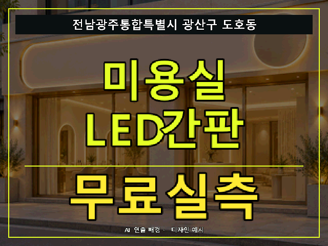 전남광주통합특별시 광산구 도호동 미용실 LED간판 무료실측 안내 썸네일 · AI 연출 배경