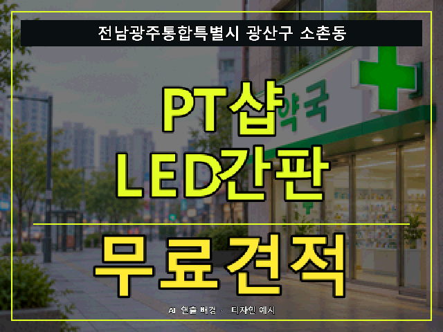 전남광주통합특별시 광산구 소촌동 PT샵 LED간판 무료견적 안내 썸네일 · AI 연출 배경