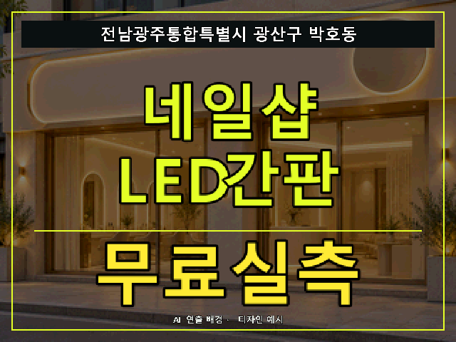 전남광주통합특별시 광산구 박호동 네일샵 LED간판 무료실측 안내 썸네일 · AI 연출 배경