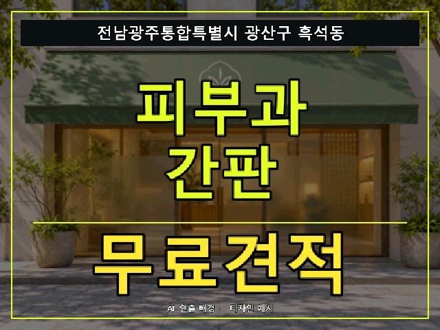전남광주통합특별시 광산구 흑석동 피부과 간판 무료견적 안내 썸네일 · AI 연출 배경
