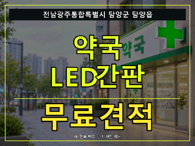 전남광주통합특별시 담양군 담양읍 약국 LED간판 무료견적 안내 썸네일 · AI 연출 배경