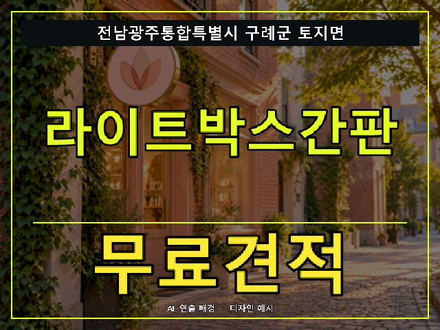 전남광주통합특별시 구례군 토지면 라이트박스간판 무료견적 안내 썸네일 · AI 연출 배경