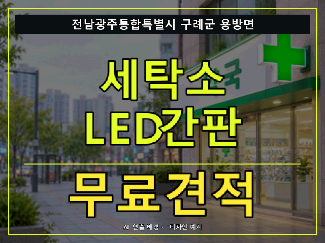 전남광주통합특별시 구례군 용방면 세탁소 LED간판 무료견적 안내 썸네일 · AI 연출 배경