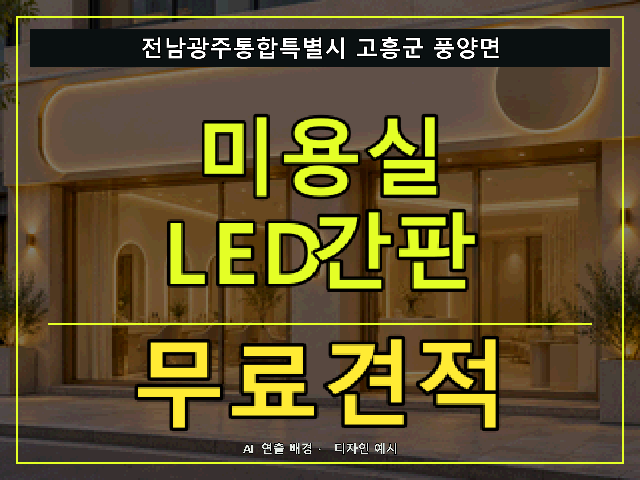 전남광주통합특별시 고흥군 풍양면 미용실 LED간판 무료견적 안내 썸네일 · AI 연출 배경