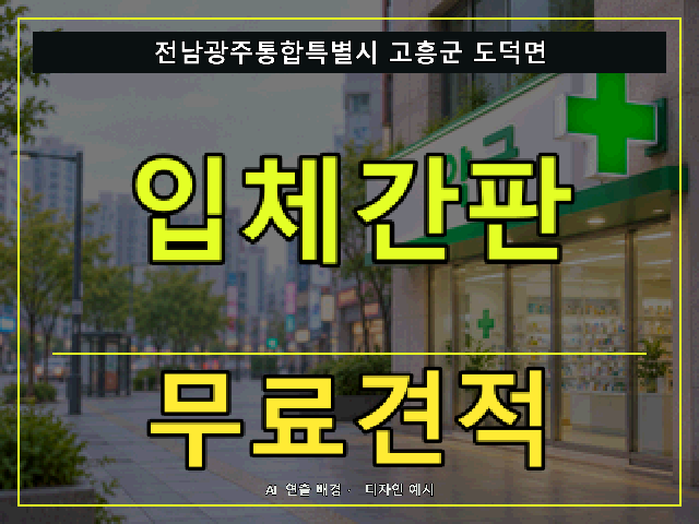 전남광주통합특별시 고흥군 도덕면 입체간판 무료견적 안내 썸네일 · AI 연출 배경