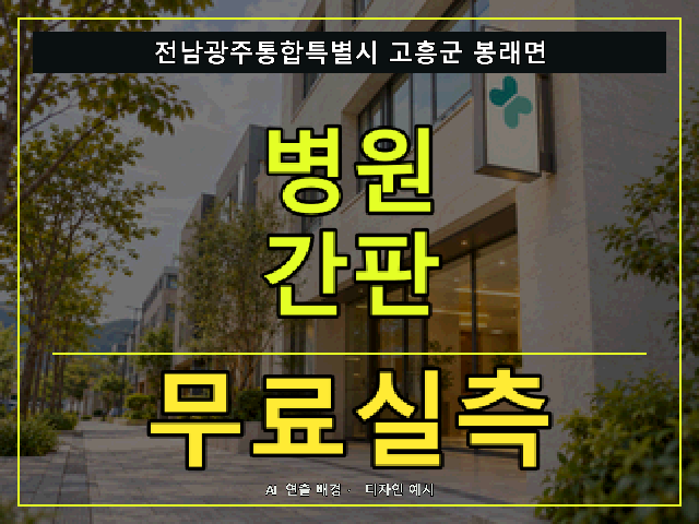 전남광주통합특별시 고흥군 봉래면 병원 간판 무료실측 안내 썸네일 · AI 연출 배경