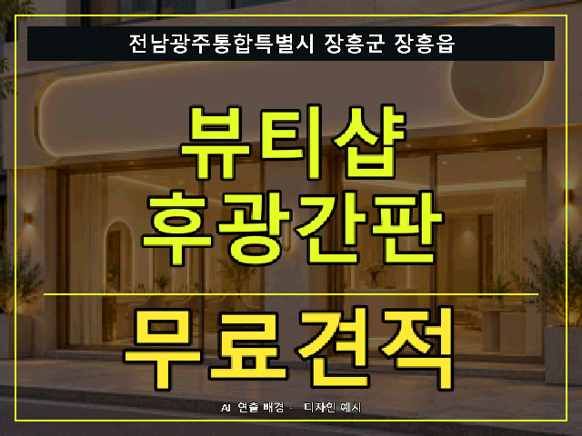 전남광주통합특별시 장흥군 장흥읍 뷰티샵 후광간판 무료견적 안내 썸네일 · AI 연출 배경