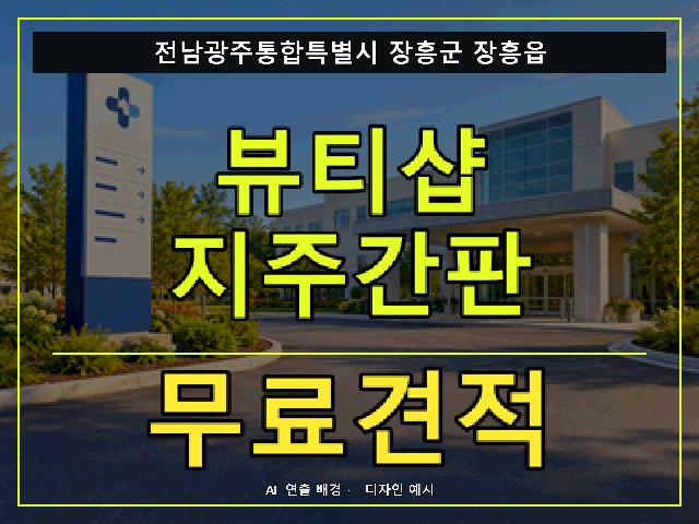 전남광주통합특별시 장흥군 장흥읍 뷰티샵 지주간판 무료견적 안내 썸네일 · AI 연출 배경
