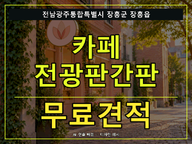 전남광주통합특별시 장흥군 장흥읍 카페 전광판간판 무료견적 안내 썸네일 · AI 연출 배경