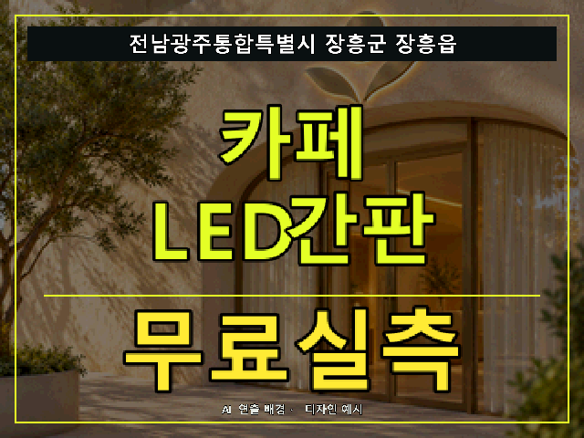 전남광주통합특별시 장흥군 장흥읍 카페 LED간판 무료실측 안내 썸네일 · AI 연출 배경