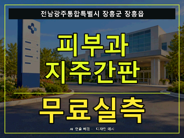 전남광주통합특별시 장흥군 장흥읍 피부과 지주간판 무료실측 안내 썸네일 · AI 연출 배경