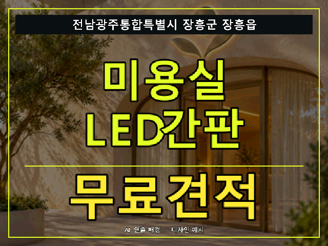 전남광주통합특별시 장흥군 장흥읍 미용실 LED간판 무료견적 안내 썸네일 · AI 연출 배경