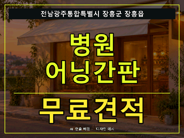 전남광주통합특별시 장흥군 장흥읍 병원 어닝간판 무료견적 안내 썸네일 · AI 연출 배경