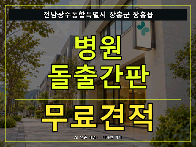 전남광주통합특별시 장흥군 장흥읍 병원 돌출간판 무료견적 안내 썸네일 · AI 연출 배경