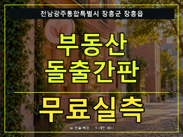 전남광주통합특별시 장흥군 장흥읍 부동산 돌출간판 무료실측 안내 썸네일 · AI 연출 배경