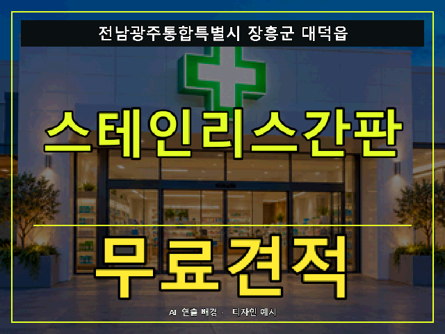 전남광주통합특별시 장흥군 대덕읍 스테인리스간판 무료견적 안내 썸네일 · AI 연출 배경