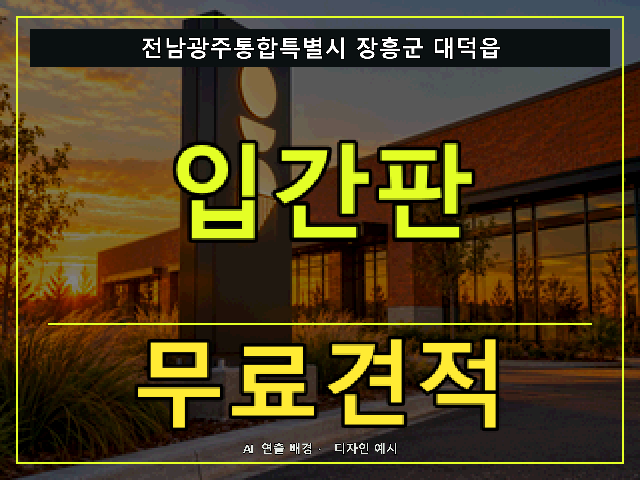 전남광주통합특별시 장흥군 대덕읍 입간판 무료견적 안내 썸네일 · AI 연출 배경