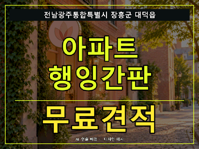 전남광주통합특별시 장흥군 대덕읍 아파트 행잉간판 무료견적 안내 썸네일 · AI 연출 배경