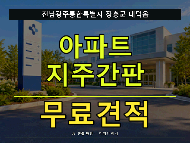 전남광주통합특별시 장흥군 대덕읍 아파트 지주간판 무료견적 안내 썸네일 · AI 연출 배경