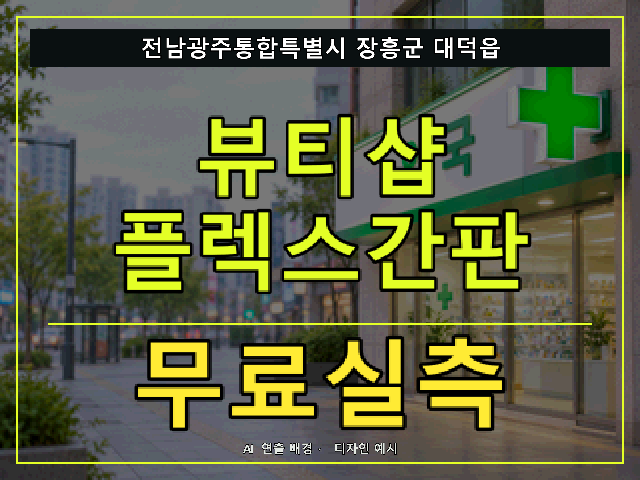 전남광주통합특별시 장흥군 대덕읍 뷰티샵 플렉스간판 무료실측 안내 썸네일 · AI 연출 배경
