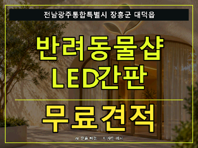 전남광주통합특별시 장흥군 대덕읍 반려동물샵 LED간판 무료견적 안내 썸네일 · AI 연출 배경