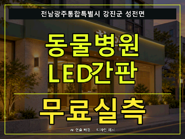 전남광주통합특별시 강진군 성전면 동물병원 LED간판 무료실측 안내 썸네일 · AI 연출 배경