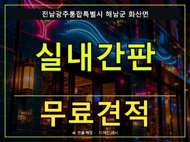전남광주통합특별시 해남군 화산면 실내간판 무료견적 안내 썸네일 · AI 연출 배경