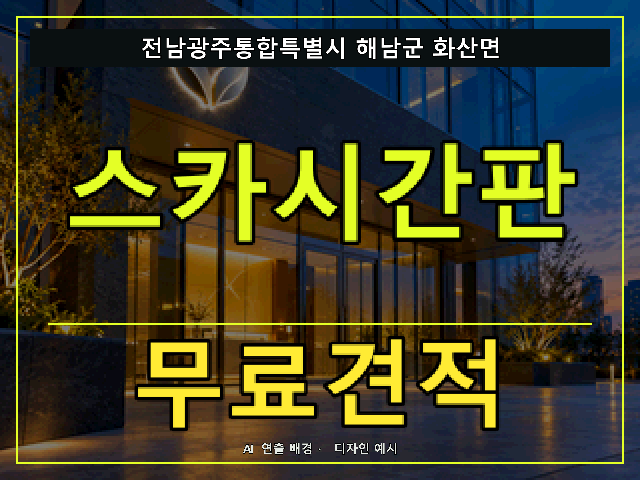전남광주통합특별시 해남군 화산면 스카시간판 무료견적 안내 썸네일 · AI 연출 배경