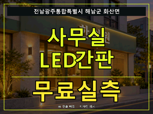 전남광주통합특별시 해남군 화산면 사무실 LED간판 무료실측 안내 썸네일 · AI 연출 배경