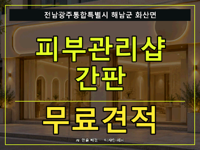 전남광주통합특별시 해남군 화산면 피부관리샵 간판 무료견적 안내 썸네일 · AI 연출 배경