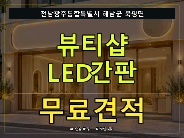 전남광주통합특별시 해남군 북평면 뷰티샵 LED간판 무료견적 안내 썸네일 · AI 연출 배경