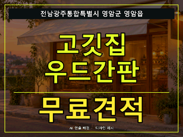 전남광주통합특별시 영암군 영암읍 고깃집 우드간판 무료견적 안내 썸네일 · AI 연출 배경