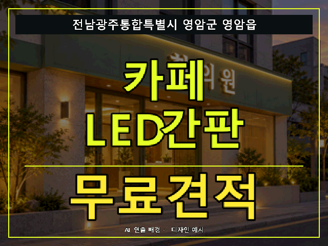 전남광주통합특별시 영암군 영암읍 카페 LED간판 무료견적 안내 썸네일 · AI 연출 배경